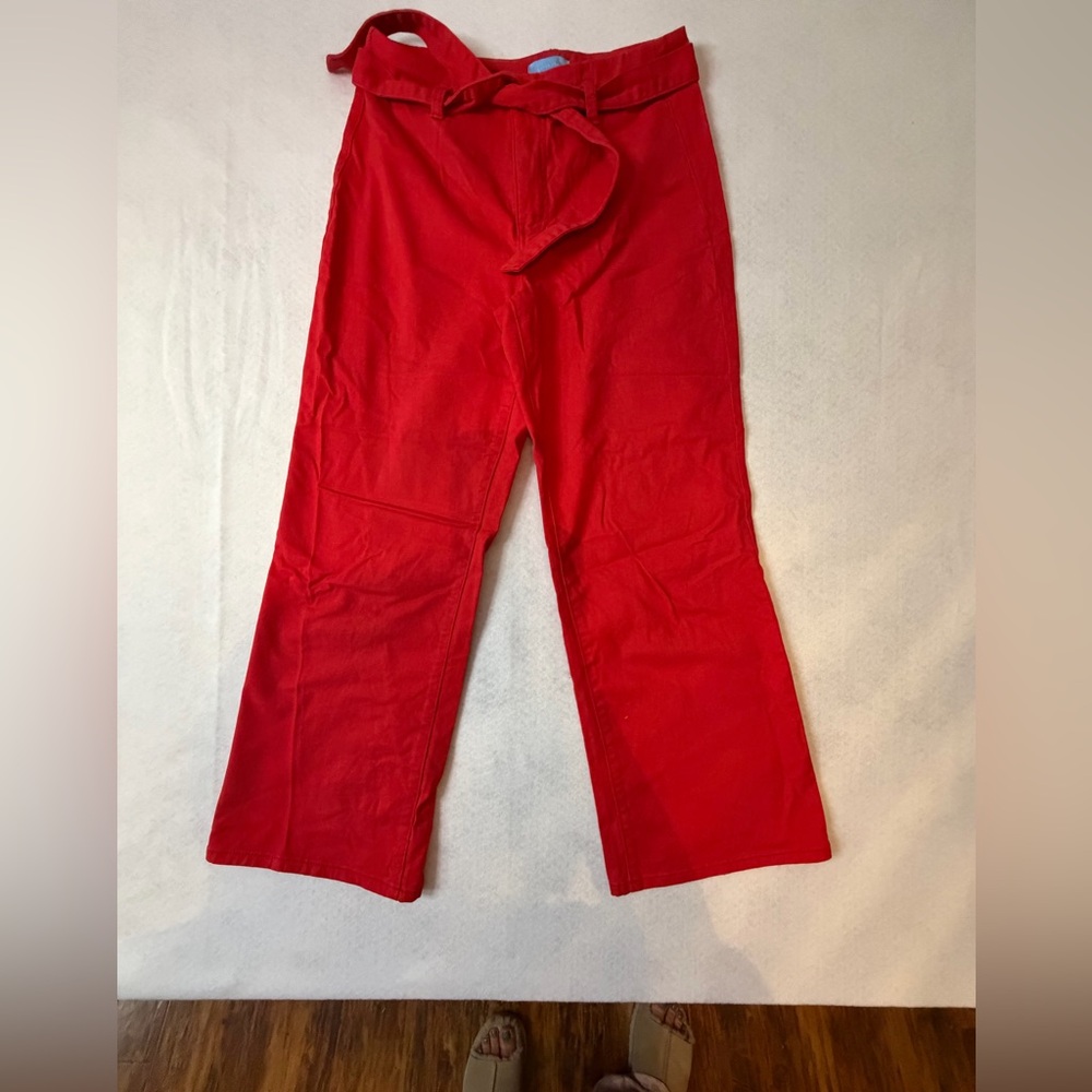Draper James Red Paperbag Waist Wide Leg Pants Size 8 Preppy Southern Style